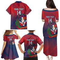 Dominican Republic 2026 Baseball Custom Family Matching Puletasi and Hawaiian Shirt Coat Of Arms Gradient Style - Wonder Print Shop
