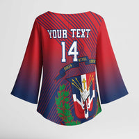 Dominican Republic 2026 Baseball Custom Kimono Sleeve Blouse Coat Of Arms Gradient Style - Wonder Print Shop