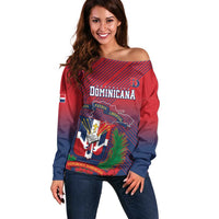 Dominican Republic 2026 Baseball Custom Off Shoulder Sweater Coat Of Arms Gradient Style - Wonder Print Shop