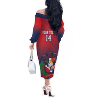 Dominican Republic 2026 Baseball Custom Off The Shoulder Long Sleeve Dress Coat Of Arms Gradient Style - Wonder Print Shop
