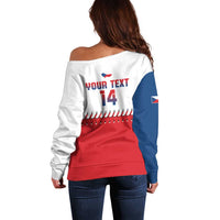 Czech Republic 2026 Baseball Custom Off Shoulder Sweater Come On Cesko Flag Style - Wonder Print Shop