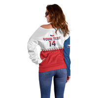 Czech Republic 2026 Baseball Custom Off Shoulder Sweater Come On Cesko Flag Style - Wonder Print Shop