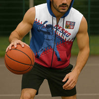 Czech Republic 2026 Baseball Custom Sleeveless Zip Hoodie Come On Cesko Flag Style - Wonder Print Shop