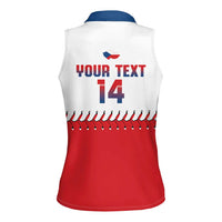 Czech Republic 2026 Baseball Custom Women Sleeveless Polo Shirt Come On Cesko Flag Style - Wonder Print Shop