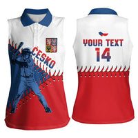 Czech Republic 2026 Baseball Custom Women Sleeveless Polo Shirt Come On Cesko Flag Style - Wonder Print Shop