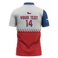 Czech Republic 2026 Baseball Custom Zipper Polo Shirt Come On Cesko Flag Style - Wonder Print Shop