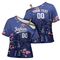 Japan 2026 Baseball Custom Cross Shoulder Shirt Come On Samurai Sakura Pattern - Wonder Print Shop