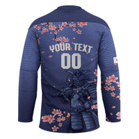 Japan 2026 Baseball Custom Hockey Jersey Come On Samurai Sakura Pattern - Wonder Print Shop