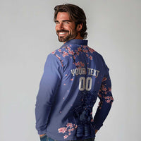 Japan 2026 Baseball Custom Long Sleeve Polo Shirt Come On Samurai Sakura Pattern - Wonder Print Shop