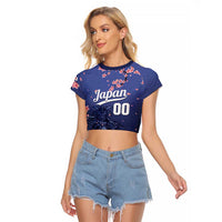 Japan 2026 Baseball Custom Raglan Cropped T Shirt Come On Samurai Sakura Pattern - Wonder Print Shop