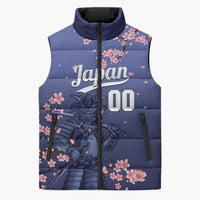 Japan 2026 Baseball Custom Sleeveless Puffer Jacket Come On Samurai Sakura Pattern - Wonder Print Shop