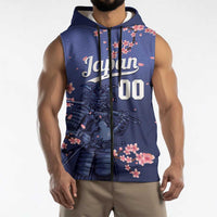 Japan 2026 Baseball Custom Sleeveless Zip Hoodie Come On Samurai Sakura Pattern - Wonder Print Shop