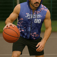 Japan 2026 Baseball Custom Sleeveless Zip Hoodie Come On Samurai Sakura Pattern - Wonder Print Shop