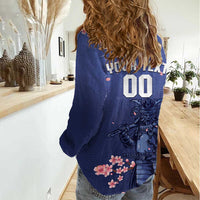 Japan 2026 Baseball Custom Women Casual Shirt Come On Samurai Sakura Pattern - Wonder Print Shop