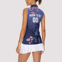 Japan 2026 Baseball Custom Women Sleeveless Polo Shirt Come On Samurai Sakura Pattern - Wonder Print Shop