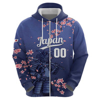 Japan 2026 Baseball Custom Zip Hoodie Come On Samurai Sakura Pattern - Wonder Print Shop