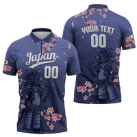 Japan 2026 Baseball Custom Zipper Polo Shirt Come On Samurai Sakura Pattern - Wonder Print Shop