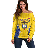 Colombia 2026 Baseball Custom Off Shoulder Sweater Go Champions Sporty Style - Wonder Print Shop