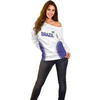 Brazil 2026 Baseball Custom Off Shoulder Sweater Go Champions Sporty Style - Wonder Print Shop