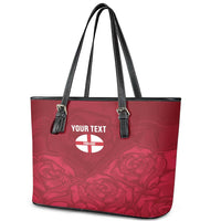 Custom England Rugby 2025 Leather Tote Bag Go Champions Red Rose