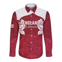 Custom England Rugby 2025 Long Sleeve Button Shirt Go Champions Red Rose