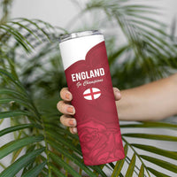 Custom England Rugby 2025 Skinny Tumbler Go Champions Red Rose - Wonder Print Shop