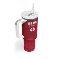 Custom England Rugby 2025 Tumbler With Handle Go Champions Red Rose - Wonder Print Shop