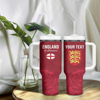 Custom England Rugby 2025 Tumbler With Handle Go Champions Red Rose - Wonder Print Shop