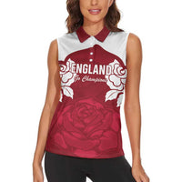 Custom England Rugby 2025 Women Sleeveless Polo Shirt Go Champions Red Rose - Wonder Print Shop