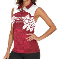 Custom England Rugby 2025 Women Sleeveless Polo Shirt Go Champions Red Rose - Wonder Print Shop