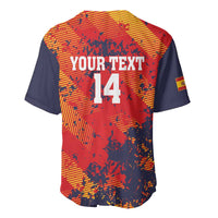 Spain 2026 Football Custom Baseball Jersey Espana La Roja Grunge Style