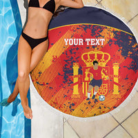 Spain 2026 Football Custom Beach Blanket Espana La Roja Grunge Style