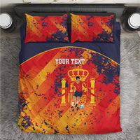 Spain 2026 Football Custom Bedding Set Espana La Roja Grunge Style