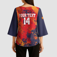 Spain 2026 Football Custom Kimono Sleeve Blouse Espana La Roja Grunge Style