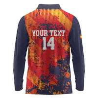 Spain 2026 Football Custom Long Sleeve Polo Shirt Espana La Roja Grunge Style