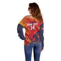 Spain 2026 Football Custom Off Shoulder Sweater Espana La Roja Grunge Style