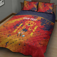 Spain 2026 Football Custom Quilt Bed Set Espana La Roja Grunge Style