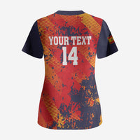 Spain 2026 Football Custom Scrub Top Espana La Roja Grunge Style