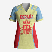 Spain 2026 Football Custom Scrub Top Espana La Roja Sporty Style