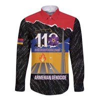 Armenian Genocide Remembrance Day Long Sleeve Button Shirt Tsitsernakaberd 110th Anniversary Never Forget