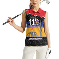 Armenian Genocide Remembrance Day Women Sleeveless Polo Shirt Tsitsernakaberd 110th Anniversary Never Forget