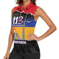 Armenian Genocide Remembrance Day Women Sleeveless Polo Shirt Tsitsernakaberd 110th Anniversary Never Forget