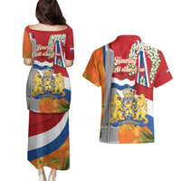 Netherlands Dodenherdenking Couples Matching Puletasi and Hawaiian Shirt Martyrs' Day Honoring All Victims Of War