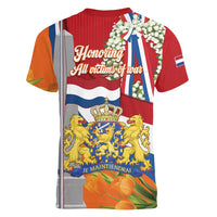 Netherlands Dodenherdenking Women V-Neck T-Shirt Martyrs' Day Honoring All Victims Of War