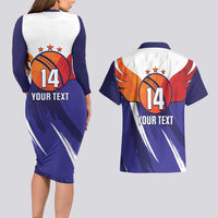 Custom Lucknow India Cricket Couples Matching Long Sleeve Bodycon Dress and Hawaiian Shirt Go Champions