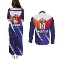 Custom Lucknow India Cricket Couples Matching Puletasi and Long Sleeve Button Shirt Go Champions