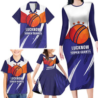 Custom Lucknow India Cricket Family Matching Long Sleeve Bodycon Dress and Hawaiian Shirt Go Champions