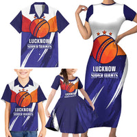 Custom Lucknow India Cricket Family Matching Short Sleeve Bodycon Dress and Hawaiian Shirt Go Champions