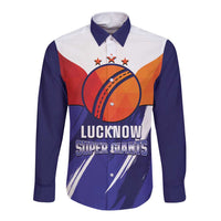 Custom Lucknow India Cricket Long Sleeve Button Shirt Go Champions