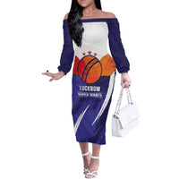 Custom Lucknow India Cricket Off The Shoulder Long Sleeve Dress Go Champions